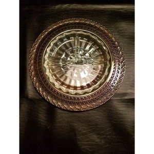 Indiana glass dish with silver tray